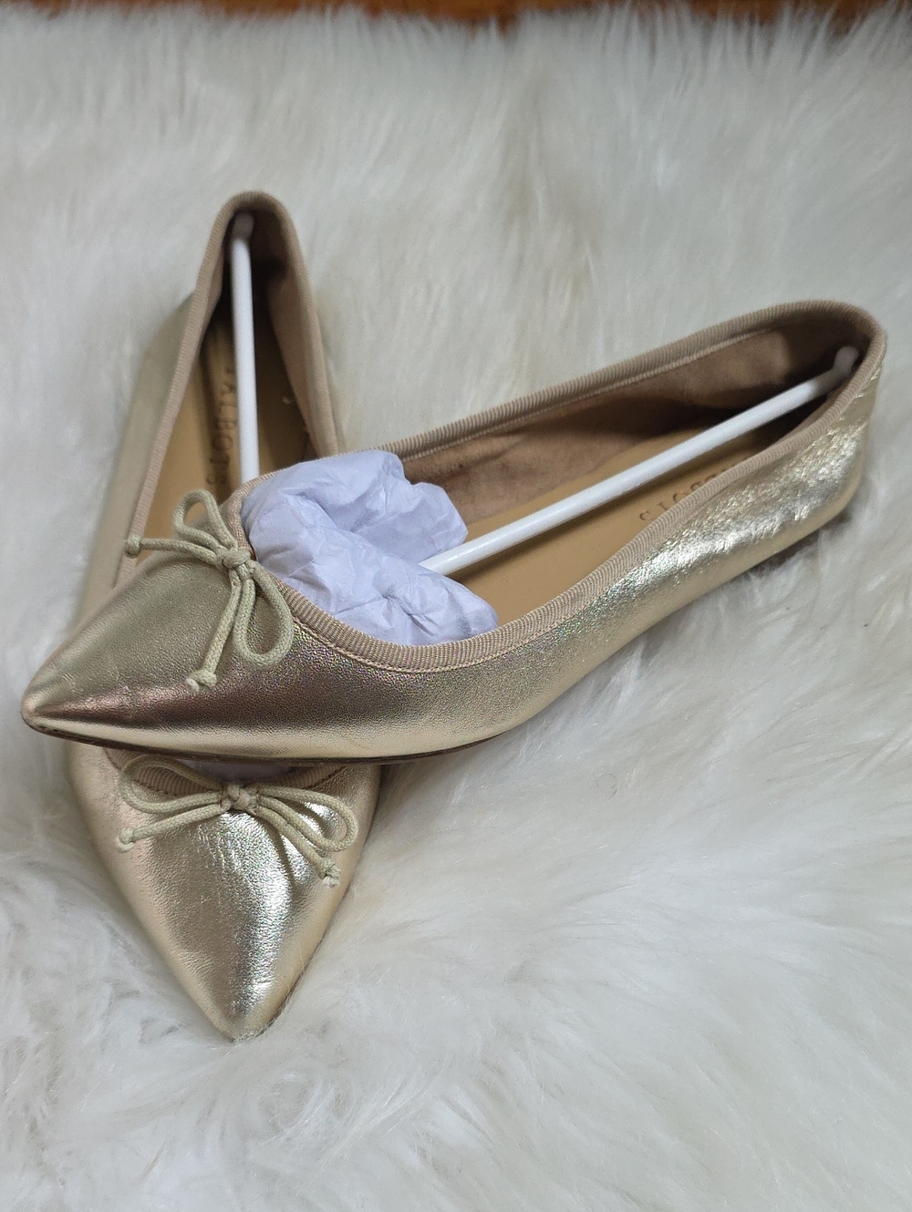 Talbots- Metallic Gold Pointed-Toe Ballet Flats
